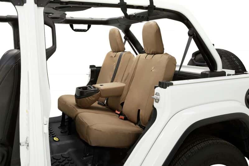 Bestop — Bestop 18-23 Jeep Wrangler JL 4-Door Exc. 4Xe Rear W/ Fold Down Arm Rest Seat Covers (Tan) - view 2
