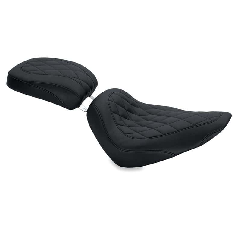 Mustang Motorcycle — Mustang 84-06 Harley Standard Rear Tire Wide Tripper Solo Seat Diamond Stitch - Black - view 1