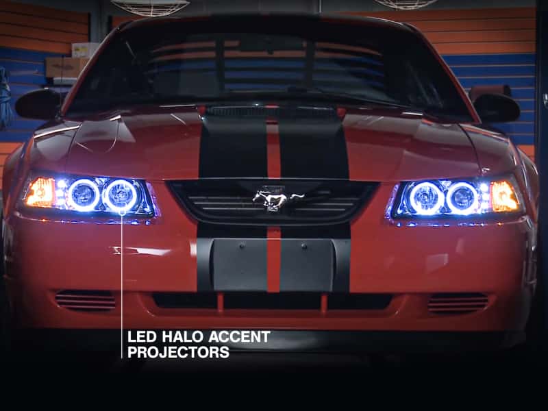 Raxiom — Raxiom 99-04 Ford Mustang Dual LED Halo Projector Headlights- Chrome Housing (Clear Lens)
Headlights - view 11