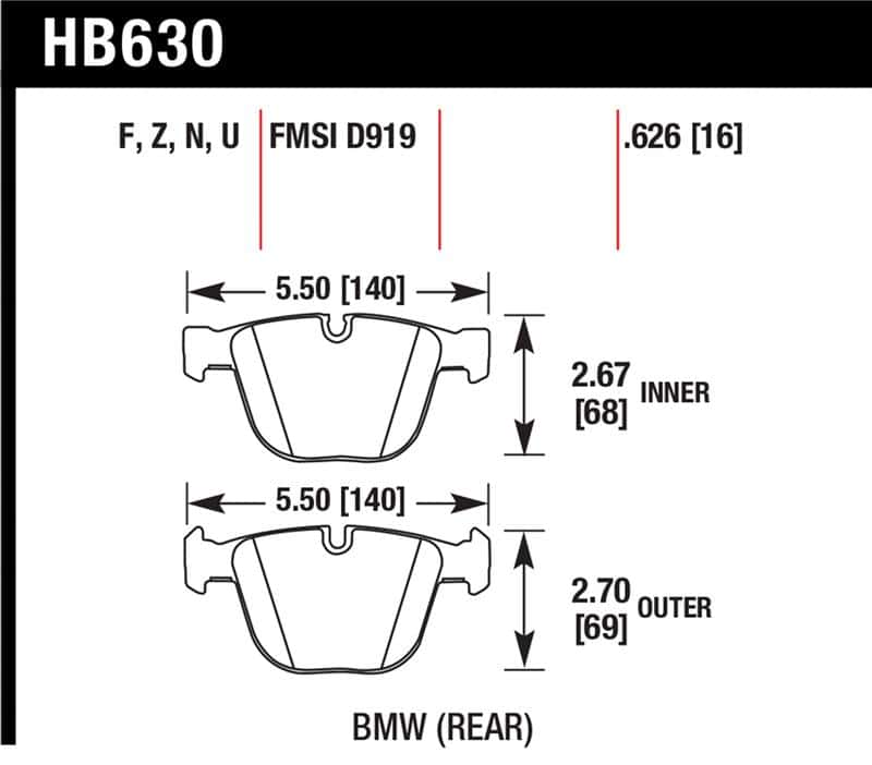 Hawk Performance — Hawk 02-11 BMW (Various) HPS Street Rear Brake Pads
Disc Brake Pad - view 1