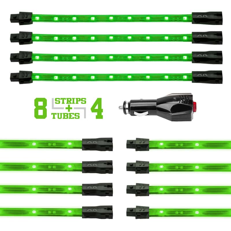 XKGLOW — XK Glow Strip Single Color Underglow LED Accent Light Car/Truck Kit Green - 8x24In Tube + 4x8In - view 2