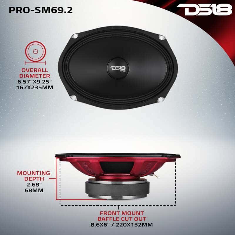 DS18 — DS18 6x9in 250 Watts RMS 2 ohm Mid-Range Loudspeaker Shallow - view 7