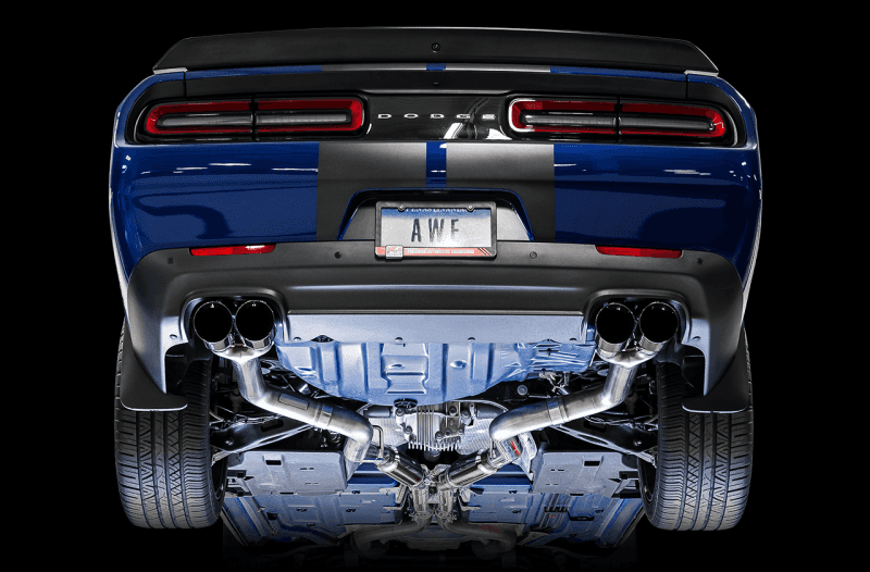 AWE Tuning — AWE Tuning 2015+ Dodge Challenger 6.4L/6.2L SC Track Edition Exhaust - Quad Diamond Black Tips
Track Exhaust - view 3