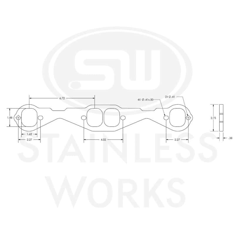 Stainless Works — Stainless Works Small Block Chevy Squared Oval Port Header 304SS Exhaust Flanges 1-7/8in Primaries
HFSBCSQ1875

Header Flange - view 3