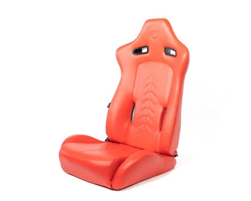 NRG — NRG Reclinable Sport Seats (Pair) The Arrow Red Vinyl w/ Pressed NRG Logo w/ Red Stitch - view 3