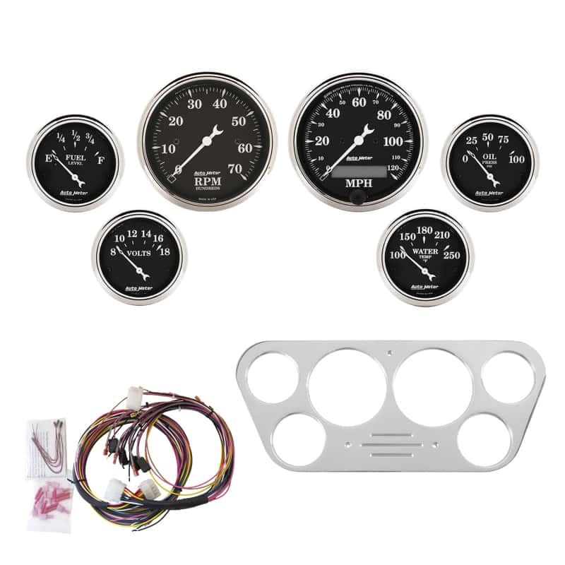 AutoMeter — Autometer Old Tyme Black Gauge Kit 6 Pc Ford Truck 53-55 Tach/Mph/Fuel/Oilp/Wtmp/Volt
GA K FRD TK 53/5 OTB - view 1