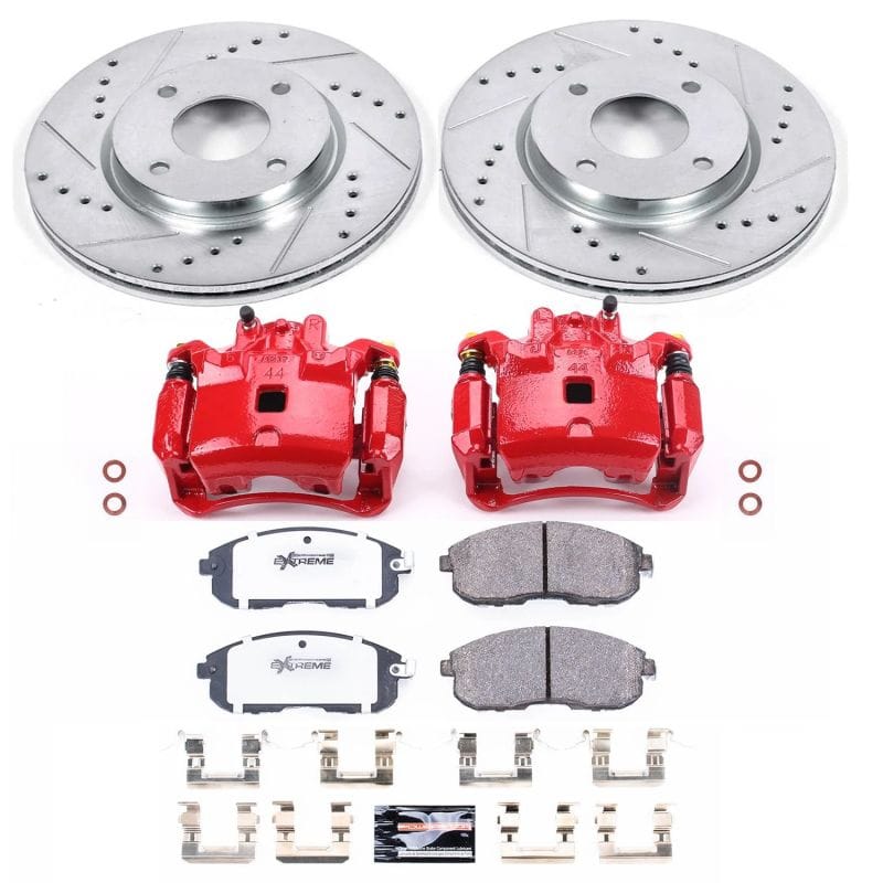 PowerStop — Z26 Street Performance Ceramic Brake Pad, Drilled Slotted Rotor, and Caliper Kit