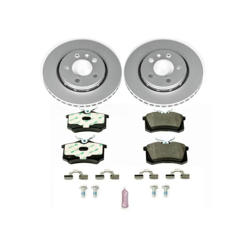 PowerStop — Genuine Geomet Coated Rotors, ECE-R90 Brake Pads + Hardware Kit