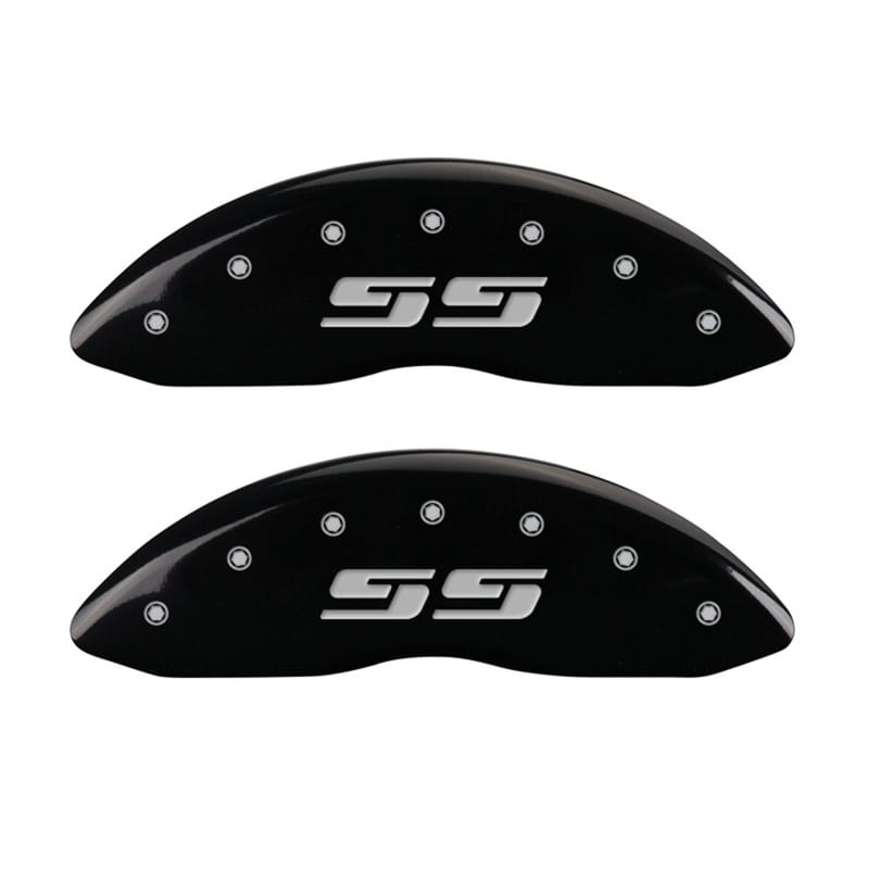 MGP — Set Of 2 Caliper Covers, Engraved Rear: SS (Silverado) Black Powder Coat Finish