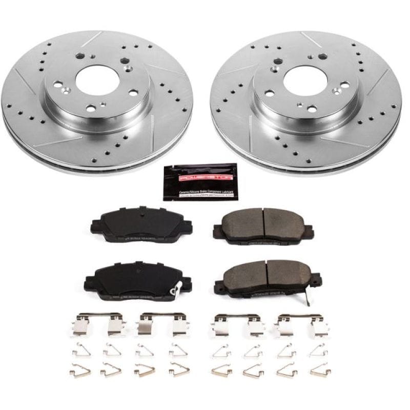 PowerStop — Z23 Daily Driver Carbon-Fiber Ceramic Brake Pad and Drilled & Slotted Rotor Kit