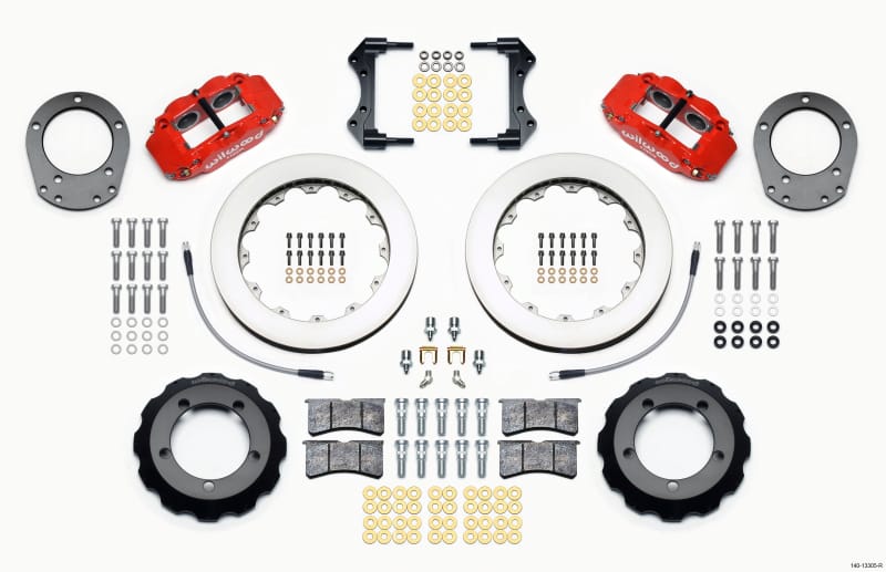 Wilwood — KIT,FRONT,FORD BRONCO,76-77,DANA 44,DISC SPINDLE,FNSL4R,12.88,RED,W/LINES
