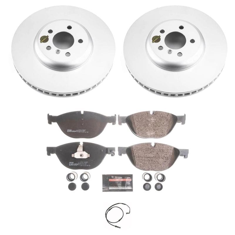 PowerStop — Genuine Geomet Coated Rotors, ECE-R90 Brake Pads + Hardware Kit