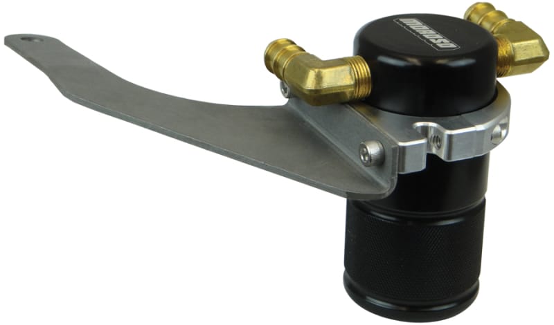 Moroso — Moroso 15-18 Ford Mustang EcoBoost Air/Oil Separator Catch Can - Small Body - Billet Aluminum -Black