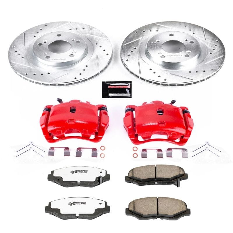 PowerStop — Z26 Street Performance Ceramic Brake Pad, Drilled Slotted Rotor, and Caliper Kit