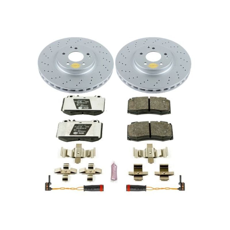 PowerStop — Genuine Geomet Coated Rotors, ECE-R90 Brake Pads + Hardware Kit