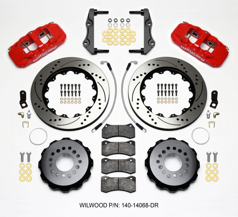 Wilwood — KIT,REAR,CHALLENGER/CHARGER,2012-UP AERO4,14.25 ROTOR,SRP,RED,W/LINES