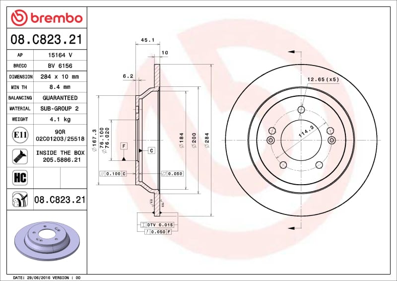 Brembo OE — Premium UV Coated Rear Brake Rotor