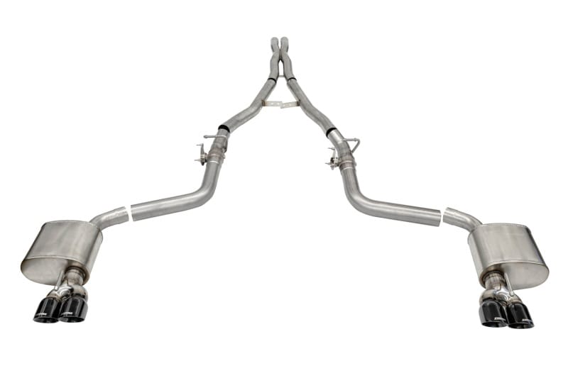 CORSA Performance — 2.75in. Valved Cat-Back Dual Rear Exit with Twin 3.5in. Polished Black PVD Pro S