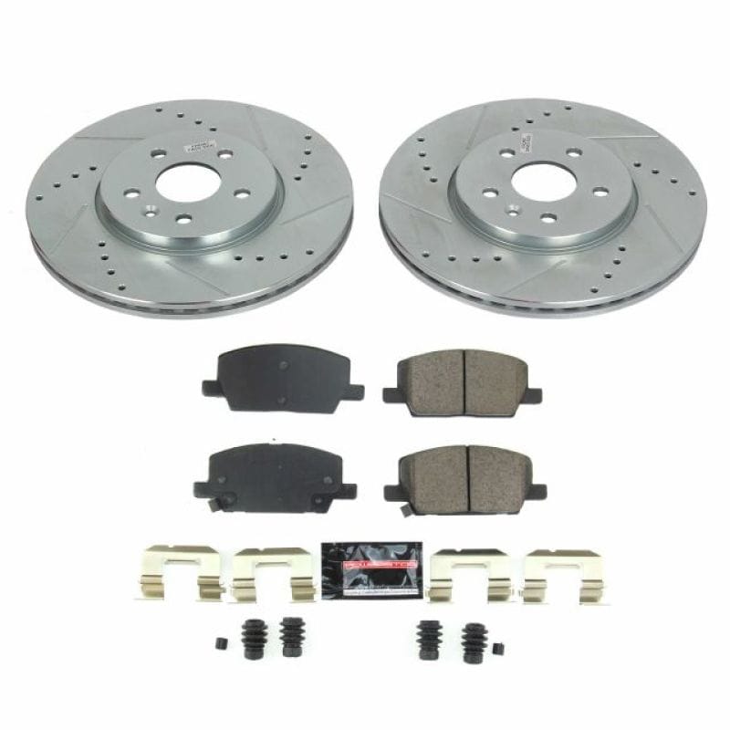 PowerStop — Z23 Daily Driver Carbon-Fiber Ceramic Brake Pad and Drilled & Slotted Rotor Kit
