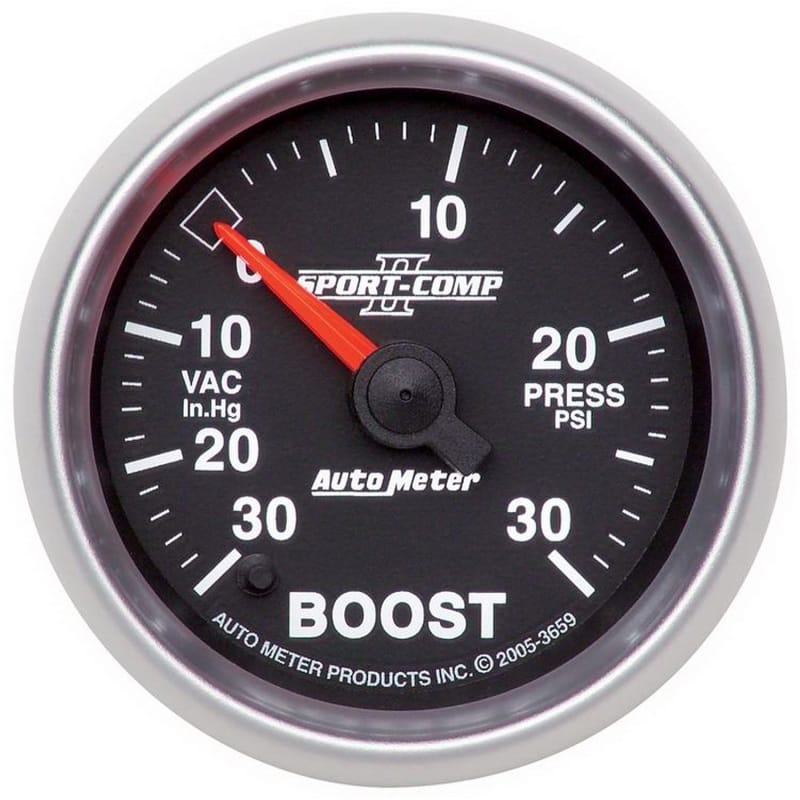 AutoMeter — GAUGE, VAC/BOOST, 2 1/16", 30INHG-30PSI, DIGITAL STEPPER MOTOR, SPORT-COMP II