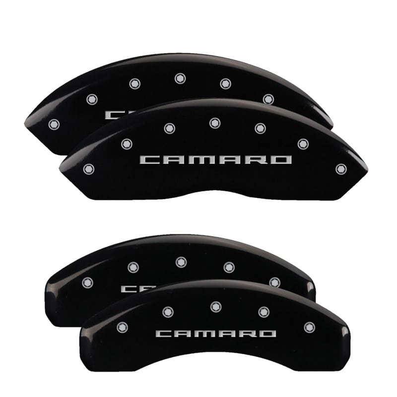 MGP — Set of 4 caliper covers, Engraved Front and Rear: Gen 5/6 Camaro, Black powder c