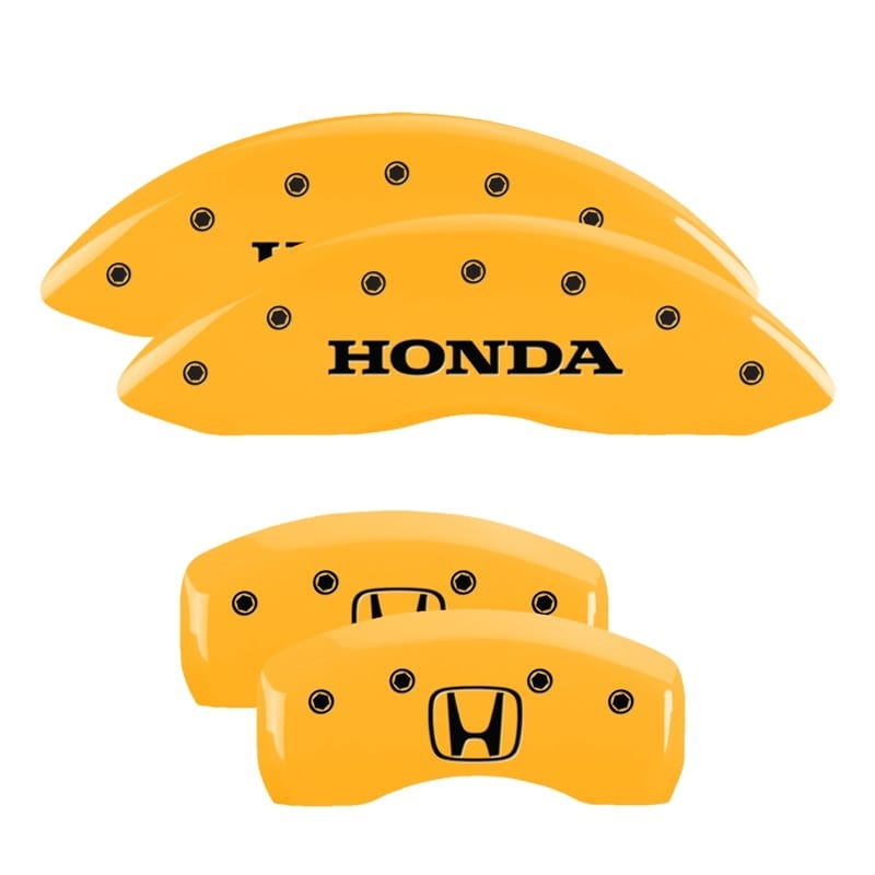 MGP — Set of 4 caliper covers, Engraved Front: Honda - Engraved Rear: H Logo, Yellow p