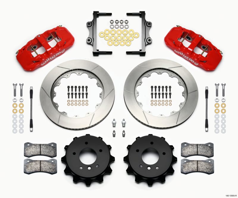 Wilwood — KIT,REAR,BMW E90,07-11,AERO4,14.00x1.10 GT,RED,W/LINES