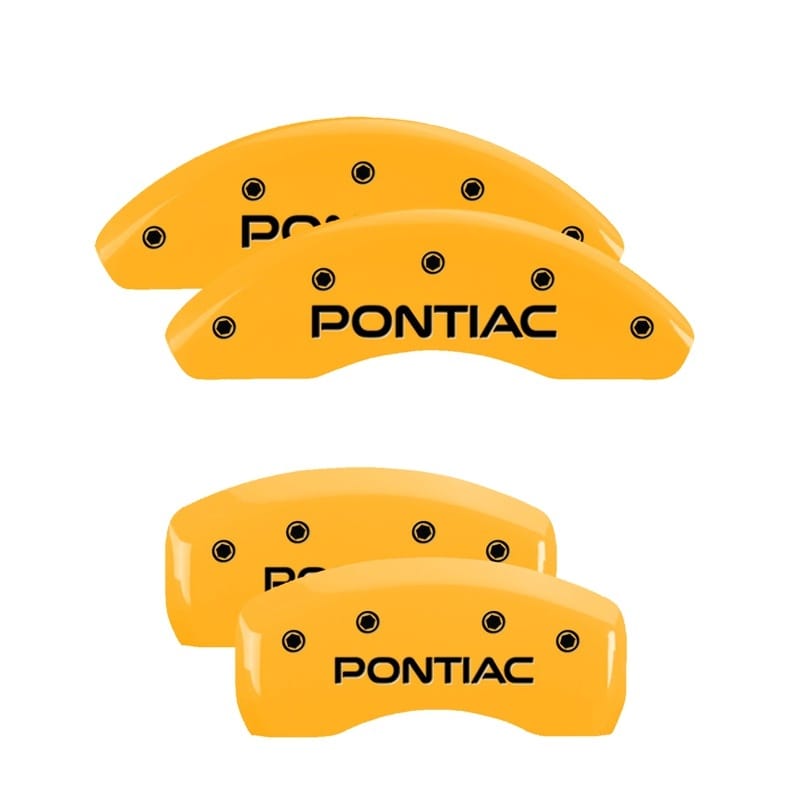 MGP — Set of 4 caliper covers, Engraved Front and Rear: Pontiac , Yellow powder coat f