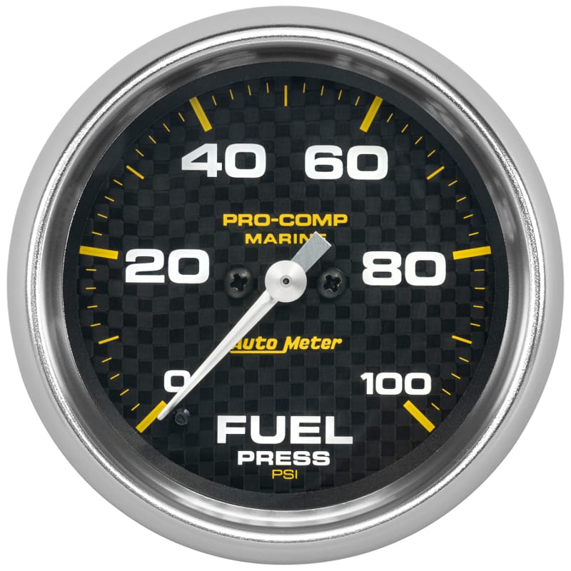 AutoMeter — GAUGE, FUEL PRESSURE, 2 5/8", 100PSI, DIGITAL STEPPER MOTOR, MARINE CARBON FIBER