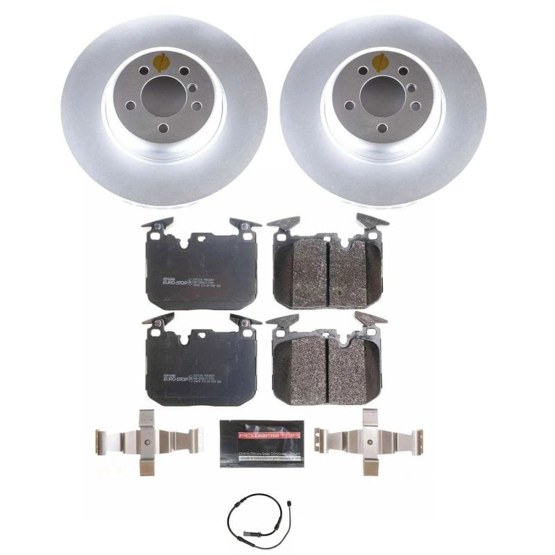 PowerStop — Genuine Geomet Coated Rotors, ECE-R90 Brake Pads + Hardware Kit