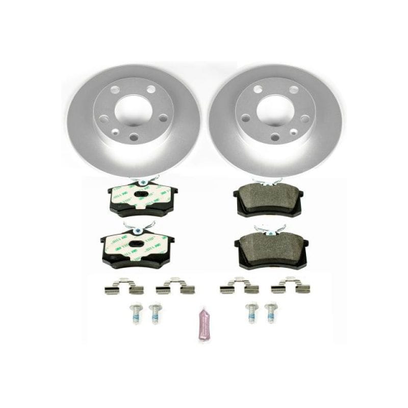 PowerStop — Genuine Geomet Coated Rotors, ECE-R90 Brake Pads + Hardware Kit
