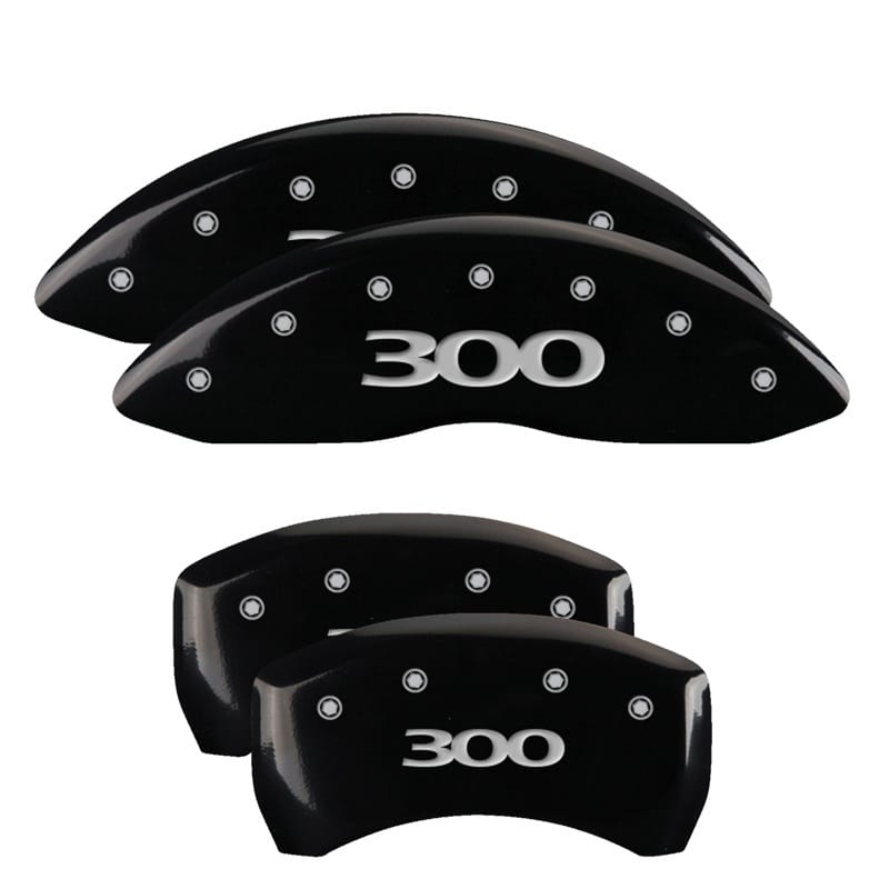 MGP — Set of 4 caliper covers, Engraved Front and Rear: 300, Black powder coat finish,