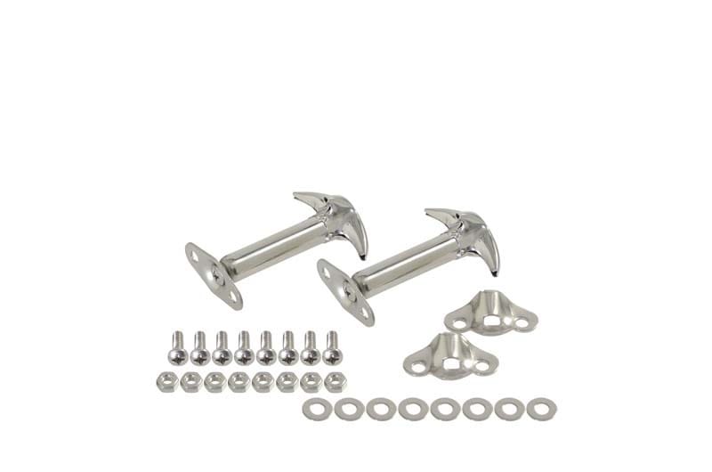 Kentrol — Kentrol 55-95 Jeep CJ/Wrangler YJ Hood Catch Pair - Polished Silver