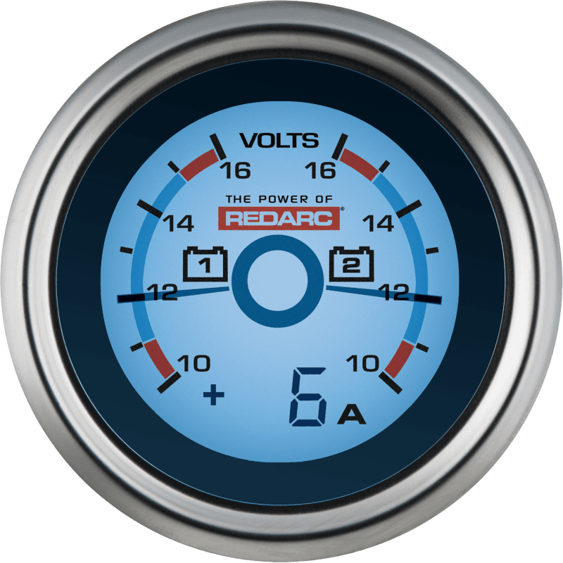 REDARC — REDARC Dual Battery Voltage Gauge w/Optional Current Display - 52mm
Vol eter Gauge