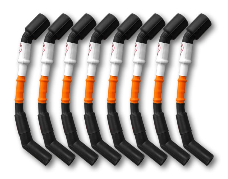 Kooks Headers — 11mm Spark Plug Wires (8 pc. Set). Orange with Black Boots. LSX Car