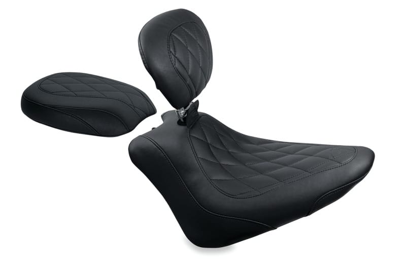 Mustang Motorcycle — Mustang 11-13 Harley Blackline, 12-17 Slim/Slim S Wide Tripper Passenger Seat Diamond Stitch - Blac