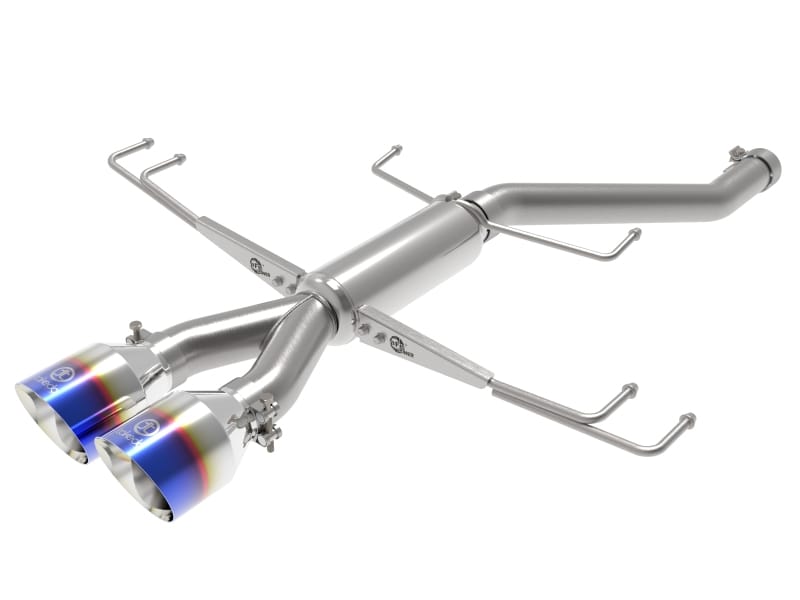 aFe — Takeda 2-1/2 IN 304 Stainless Steel Axle-Back Exhaust System w/ Blue Flame Tip