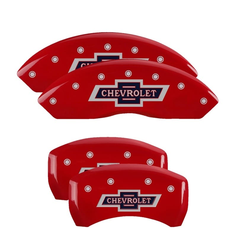 MGP — Set of 4 caliper covers, Engraved Front and Rear: 100 Anniversary logo, Red powd