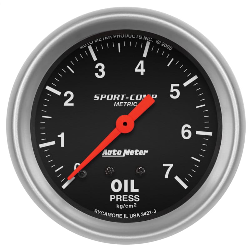 AutoMeter — GAUGE, OIL PRESSURE, 2 5/8", 7.0KG/CM2, MECHANICAL, SPORT-COMP