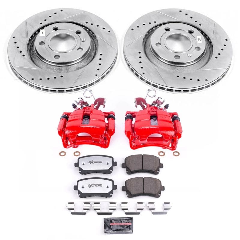 PowerStop — Z26 Street Performance Ceramic Brake Pad, Drilled Slotted Rotor, and Caliper Kit