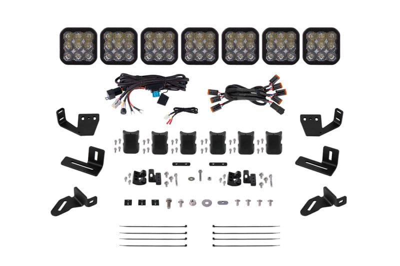 Diode Dynamics — Diode Dynamics Prinsu/Sherpa Roof Racks- SS5 7-Pod CrossLink Mounting Kit - Pro White Driving