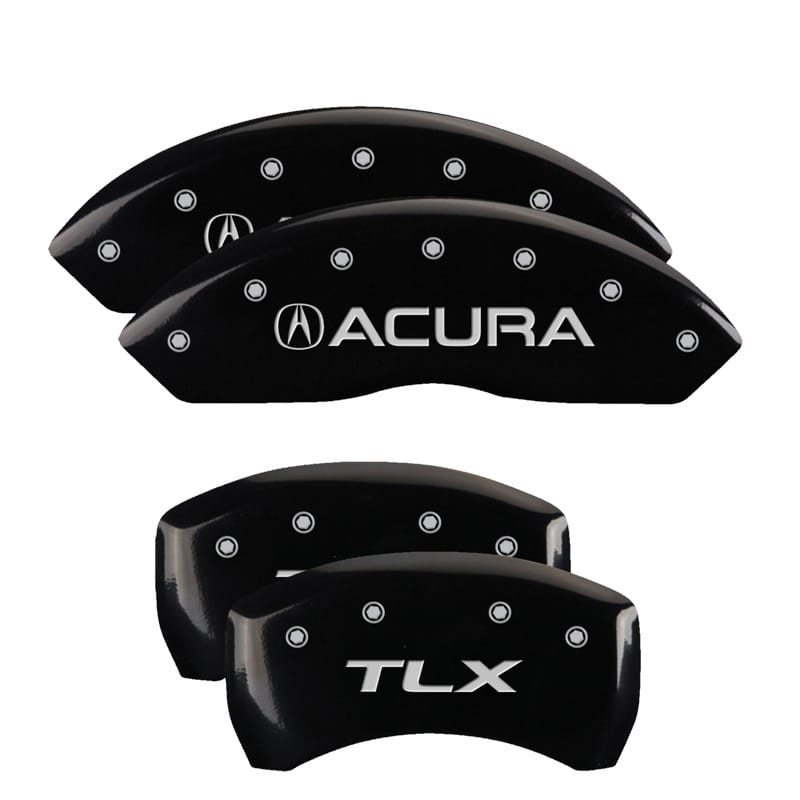 MGP — Set of 4 caliper covers, Engraved Front: Acura - Engraved Rear: TLX, Black powde