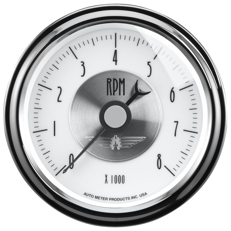 AutoMeter — GAUGE, TACHOMETER, 3 3/8", 8K RPM, IN-DASH, PRESTIGE PEARL