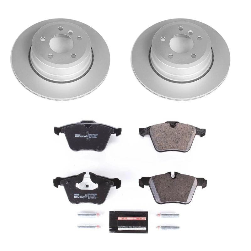 PowerStop — Genuine Geomet Coated Rotors, ECE-R90 Brake Pads + Hardware Kit