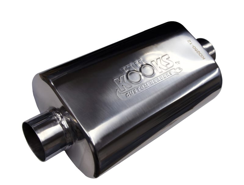 Kooks Headers — 2-1/2in. Oval Center/Center Muffler 12in. Long Body . Polished Stainless Steel.
2-1/2" Oval Center/Center Muffler 12" Long Body . Polished Stainless Steel.