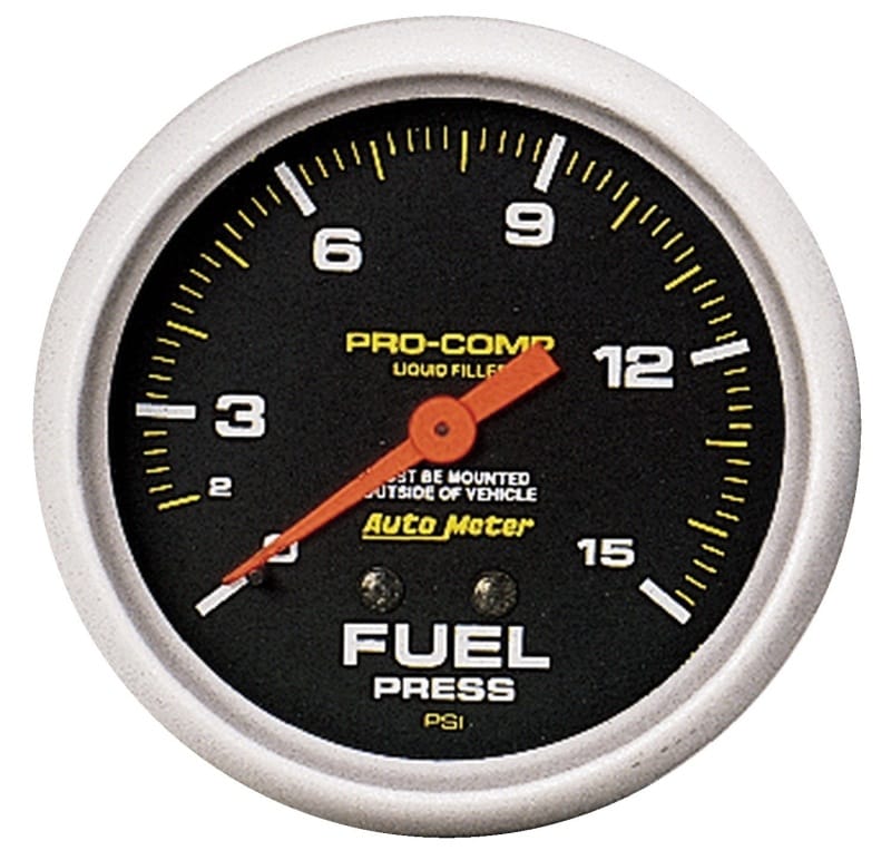 AutoMeter — GAUGE, FUEL PRESS, 2 5/8" , 15PSI, LIQUID FILLED MECH, PRO-COMP