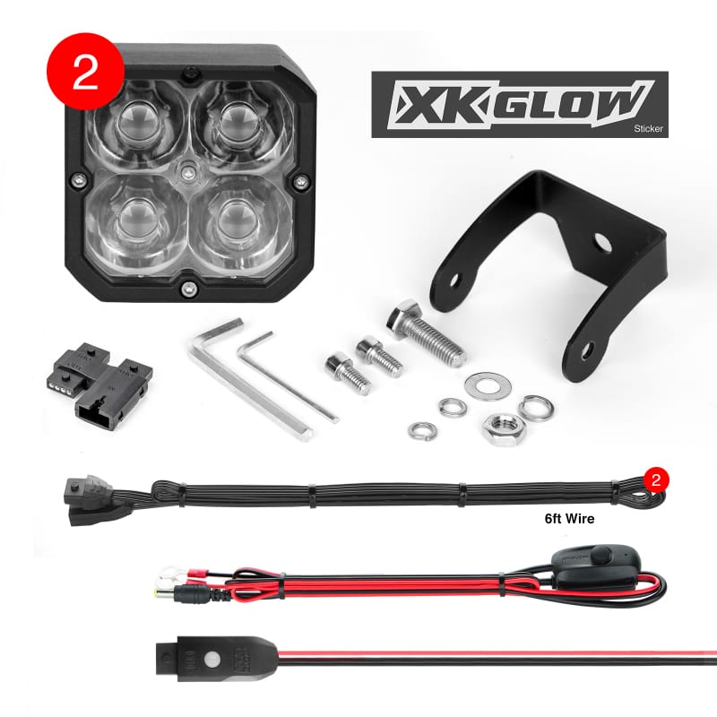 XKGLOW — XK Glow XKchrome 20w LED Cube Light w/ RGB Accent Light Kit w/ Controller- Spot Beam 2pc
