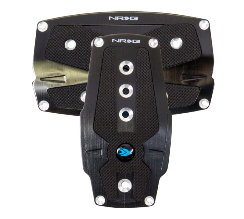 NRG — NRG Brushed Aluminum Sport Pedal A/T - Black w/Black Rubber Inserts