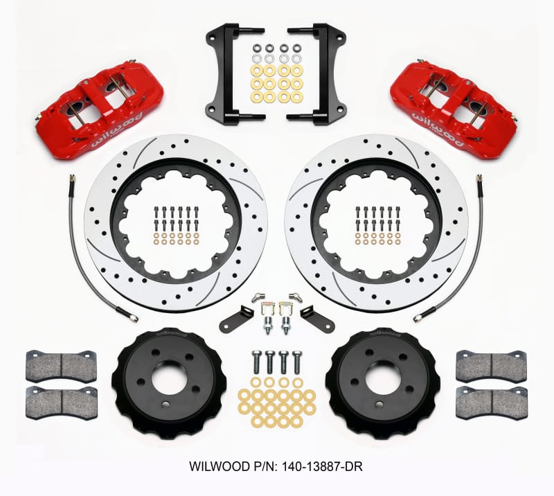 Wilwood — KIT,FRONT,MUSTANG,2015-UP,AERO6,15.00 ROTOR,SRP,RED,W/LINES