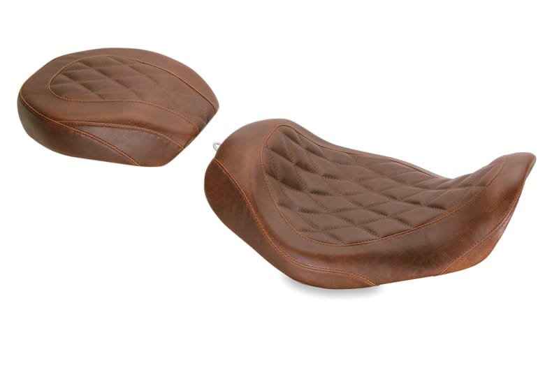 Mustang Motorcycle — Mustang 06-17 Harley Dyna Wide Tripper Solo Seat Diamond Stitch - Distressed Brown